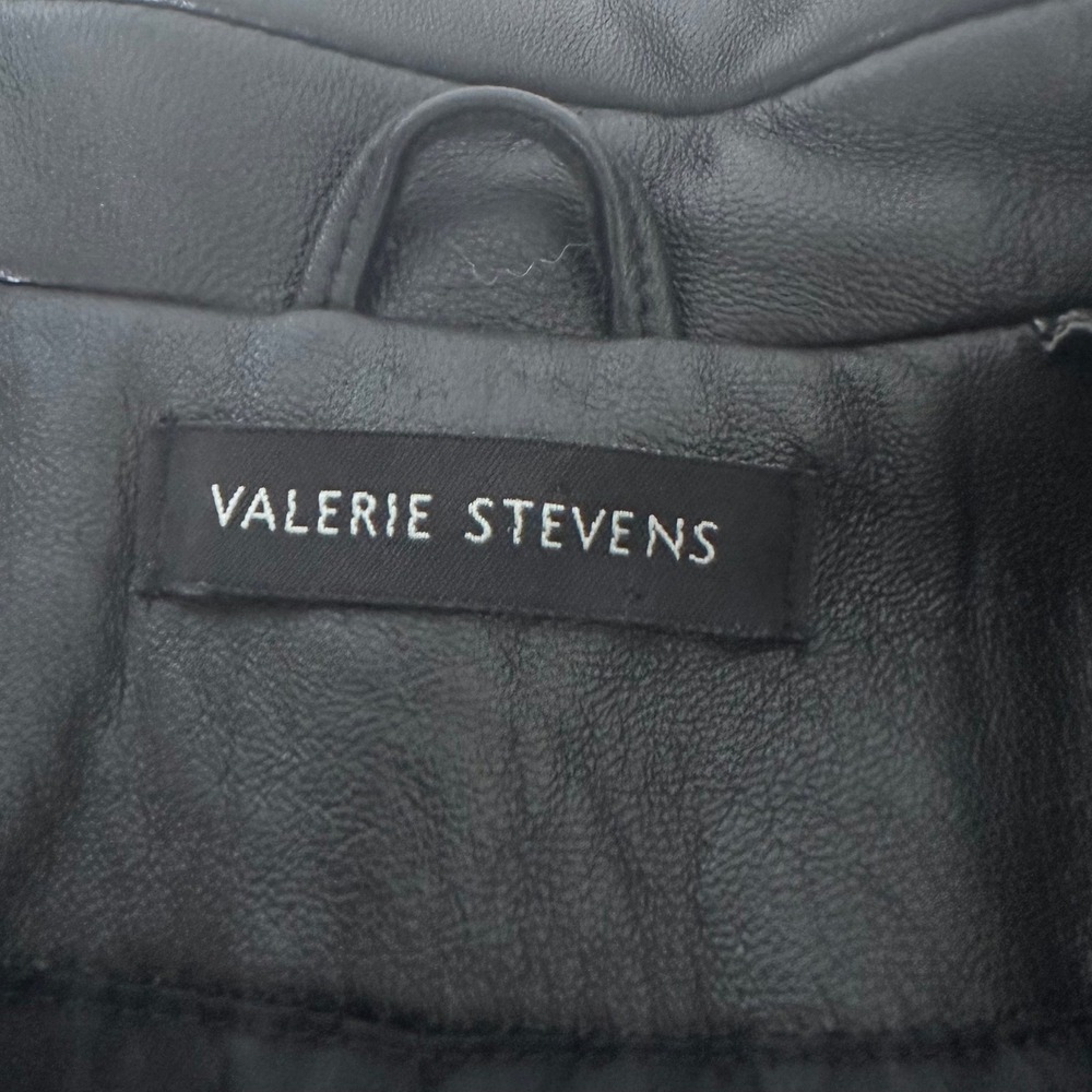 Valerie Stevens Womens XL Black 100% Genuine Leather Blazer Jacket Tailored - Picture 5 of 10